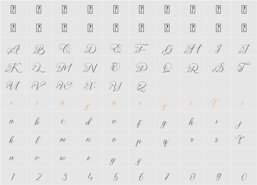 Rethina Shirlie 字符映射表