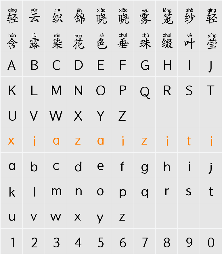 Aa楷书拼音（简繁） 字符映射表