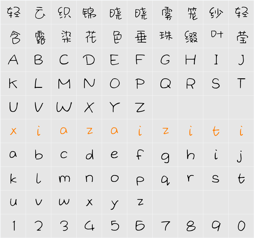 Aa奇妙之旅（简繁） 字符映射表