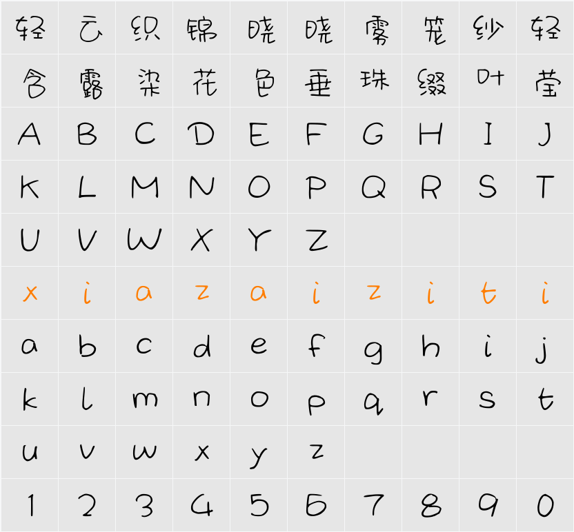 Aa奇妙之旅 字符映射表