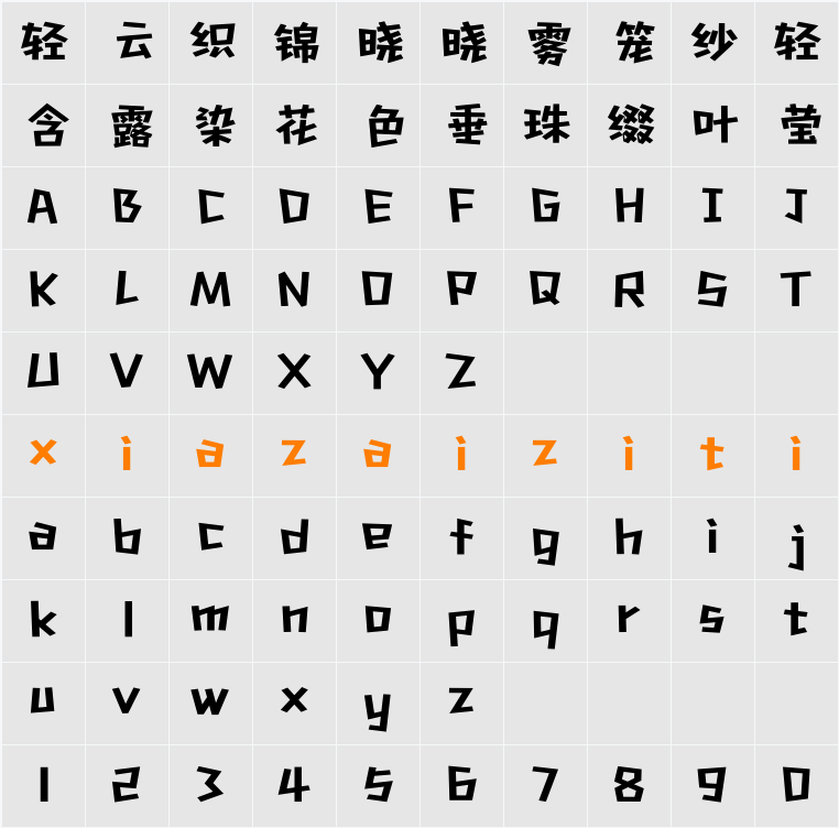 Aa漫反射 字符映射表