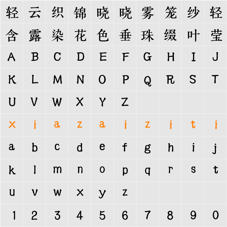 Aa古典明朝楷 字符映射表