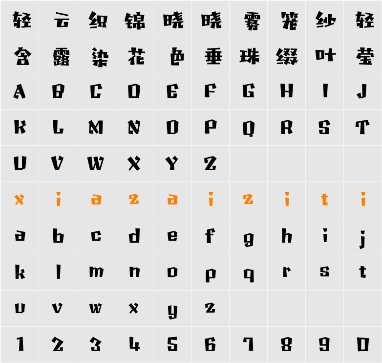 Aa木马体 字符映射表