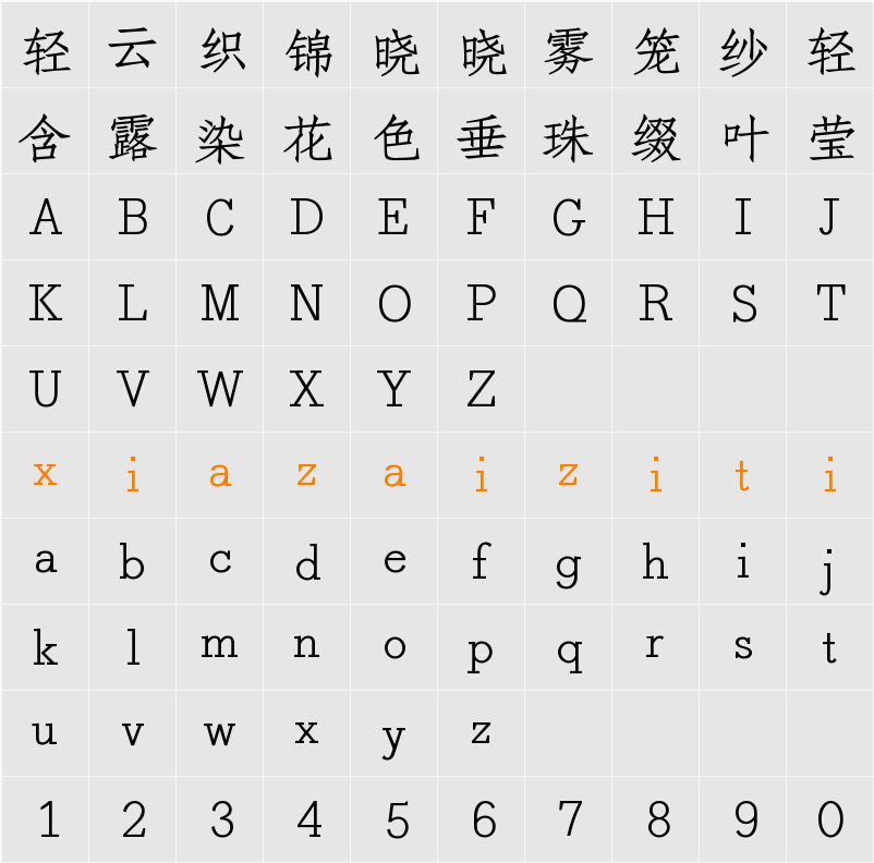 Aa仿宋 字符映射表
