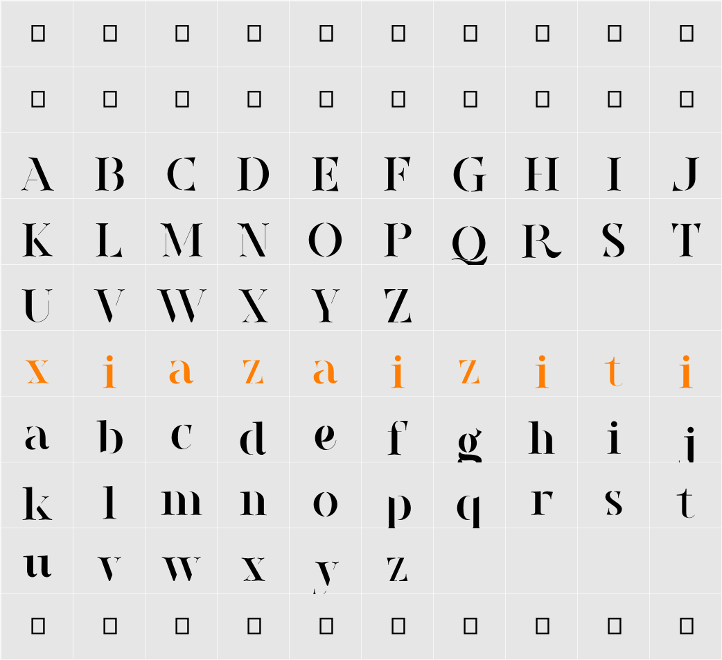 Renuella Stencil Personal Use Only 字符映射表