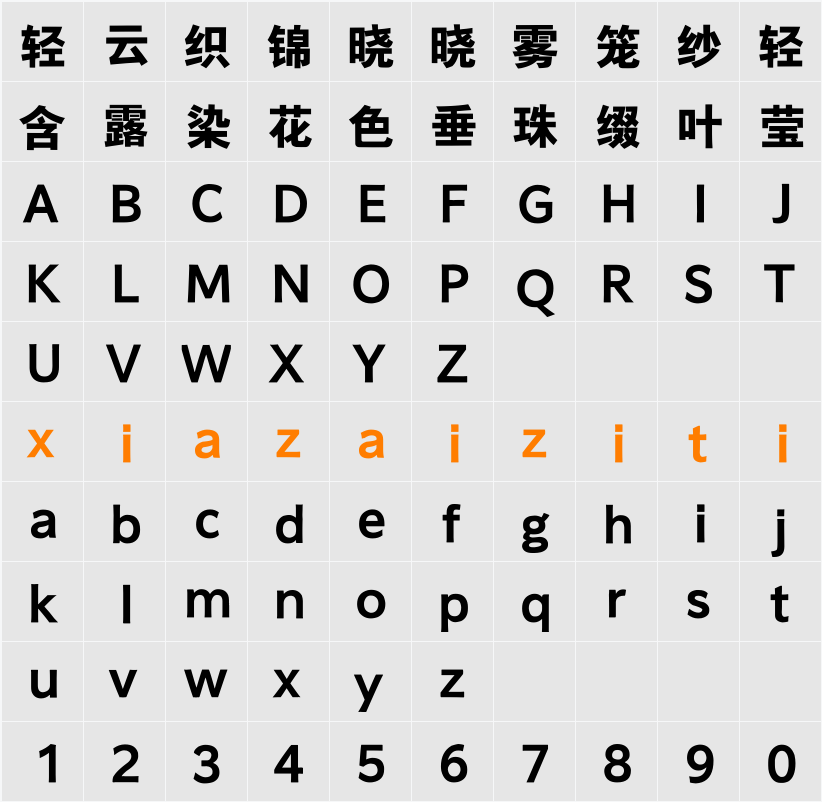 Aa大黑 字符映射表