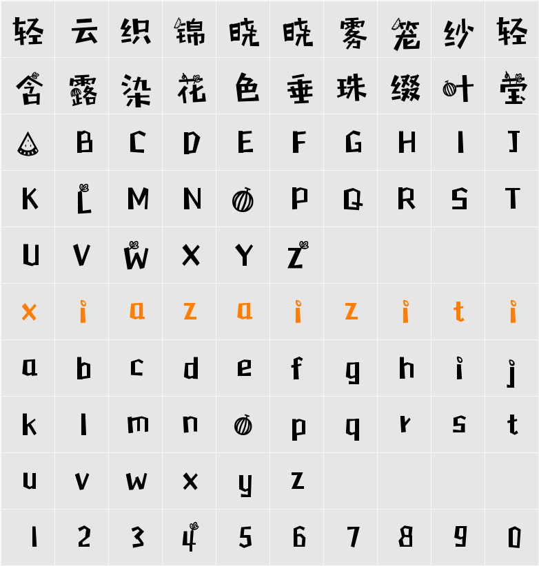 Aa西瓜大郎 字符映射表