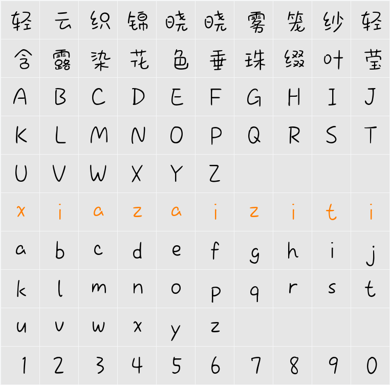 Aa西桔木吉 字符映射表