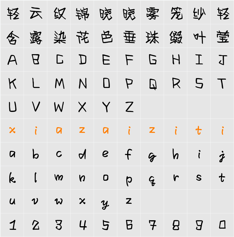 Aa苏打汽水（简繁） 字符映射表