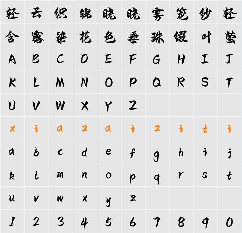 Aa凌君体 字符映射表