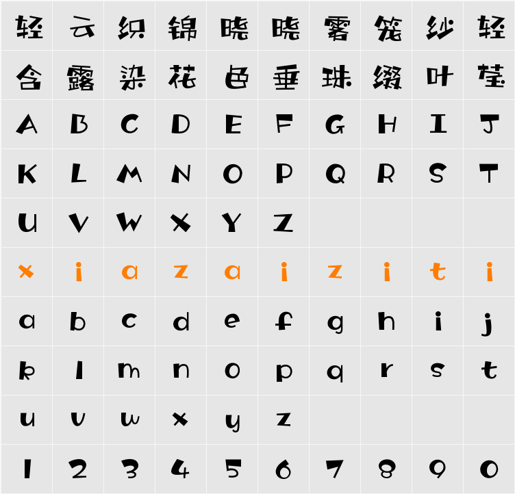 Aa奇幻马戏团 字符映射表